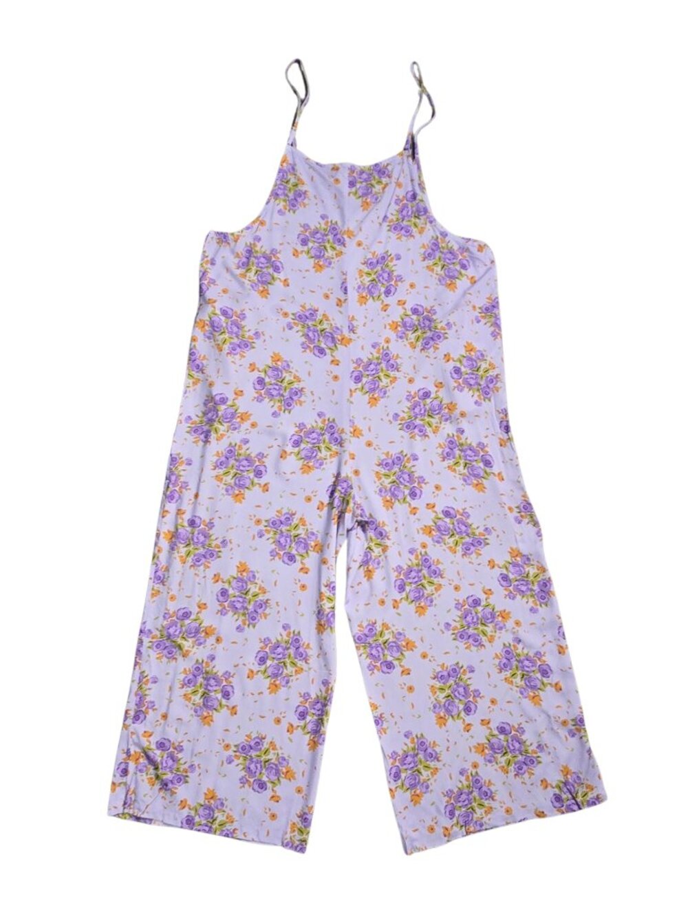 NWT | Purple Lavender Floral Wide Leg Spaghetti Strap Romper Jumpsuit | XLarge - Picture 5 of 10